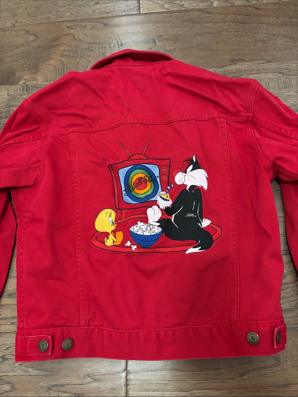 Kids' Vintage 1995 Acme Looney Tunes Red Denim Jacket
